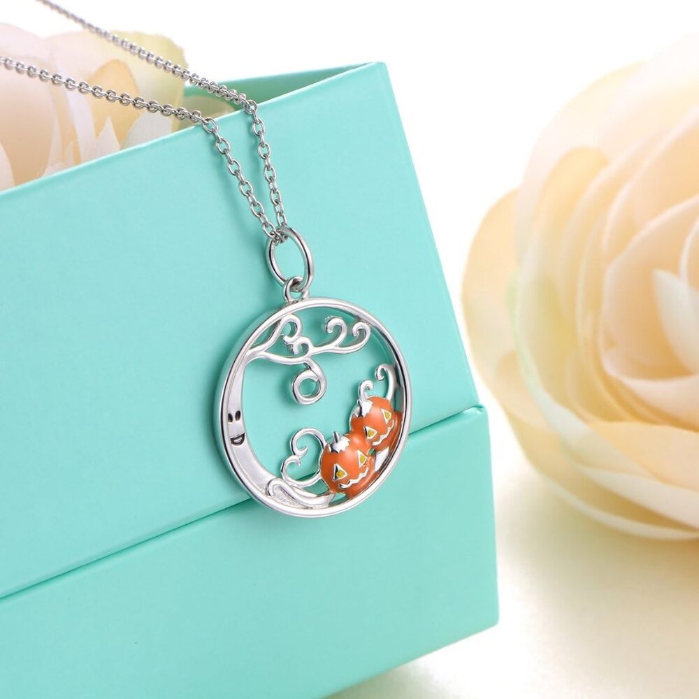 Pumpkin Devil Forest Sterling Silver Pendant Neck… - image 4